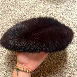 Vintage Dark Brown Mink Fur Beret